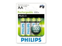 Philips Rechargeables Laddningsbara batterier R6B4A130/10, Laddningsbart batteri, Nickel-metallhydrid (NiMH), 1,2 V, 1300 mAh, 2 År, 78 g