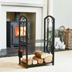 "The Arcus" Complete Fireside Companion 4 Piece Set & Log Storage Rack