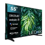 Cecotec TV LED 55" Smart TV A2 Series ALU20055S. 4K UHD, Android 11, Frameless, MEMC, Dolby Vision, Dolby Atmos, HDR10, 2 Haut-parleurs 10W, Modèle 2023