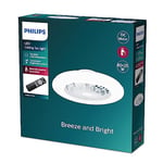 Philips, Plafonnier Plat + Ventilateur Amigo, 25 W+60 W, Télécommande Incluse, Brillant