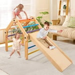 Pikler Triangle d'Escalade Transformable 10 en 1 pour Enfants, Aire de Jeux Intérieur avec Toboggan Échelle d'Escalade en Bois Extensible Réglable,