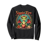 Sippin’ Fire Cute Dragon Tea Lover Sweatshirt