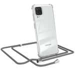 For Samsung Galaxy A12 Phone Case with Lanyard Cord Chain Case Gray