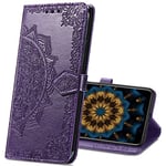 MRSTER Coque Samsung S10e, Mandala Emboss [Stand Support] [Porte-Cartes de Crédit] [Fermeture Magnétique] Portefeuille Étui Housse Coque pour Samsung Galaxy S10e. SD Mandala Purple