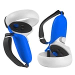 Housse De Poignée En Silicone Avec Manchon De Protection À Sangle Fixe Réglable Pour Accessoires De Manette Oculus Quest 2 - Bleu