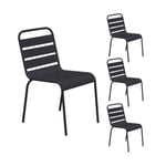 Lot de 4 chaises de jardin en métal gris - BACA