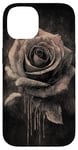 Coque pour iPhone 14 Rose Minimalisme Dessin à l'encre Art floral Esthétique