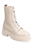 Monochromatic Lace Up Boot Shoes Boots Ankle Boots Laced Boots Beige Tommy Hilfiger