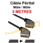 CABLE LONGUEUR 3 METRES PERITEL MALE 21 BROCHES VERS PERITEL 21 BROCHES TOTALEMENT CABLE