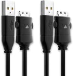 2X Câble USB Lecteur mp3 Data et Charge de 1.5m Compatible avec Samsung YP-K3 YP-K5 YP-P2 YP-P3 YP-Q1 YP-Q3 YP-R1 YP-S3 YP-S5 YP-T10 YP-T9 SUC-C2 24 Pin vers USB A 2.0 Noir Fil en PVC données