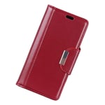 Mipcase Flip Phone Case with Magnetic Buckle, Leather Phone Cover with Card Slots and Wallet, Shockproof Kickstand Phone Shell for HUAWEI Y9 2018 (Dark Red)