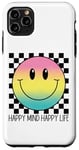 Coque pour iPhone 11 Pro Max Happy Mind Happy Life Retro Peace Mignon Sourire Visage