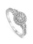 The Love Silver Collection Sterling Silver Cubic Zirconia Mixed Cut Vintage Halo Ring, Silver, Size P, Women