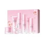 LAIKOU Japan Sakura Skincare Set, Luxury Facial Kit for Women Teenage Girls, Moisturizing & Anti Aging Skincare Gift Set - Cleanser, Toner, Lotion, Serum, Eye Cream, Face Cream, Makeup Primer, 7pcs