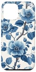 iPhone 12 Pro Max Blue and White Toile French Pattern Flowers Floral Botanical Case