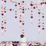 13 Ft Laventeli Purppura Valkoinen Paperi Love Heart Garlands Wall Hanging-Pink Rose Gold