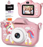 Appareil Photo Enfant, 2.0 Pouces Licorne Appareils Photos Numériques Pour Enfants, Hd 1080P Caméra Selfie Jouet Avec 32G Sd Carte, Licorne Mini Caméra Enfant Pour Filles Garçons De 3-12 Ans