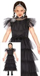 FIESTAS GUIRCA Costume de Fille de Famille Gothique la Reine de Nuit - Robe Noire Elégante - Déguisement Halloween Fille 5-6 Ans