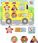 Cocomelon Wooden Bus Peg Board Character Jigsaw Puzzle Educational Childrens Toy