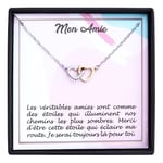 TILOVE - Collier Personnalisé pour Femme avec Pendentif en Forme de Coeurs Entrelacés Contenant un Message pour Votre Amie | Livré dans sa Boite à Bijoux | Idée Cadeau Anniversaire, Noël, Amitié