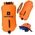 OPENWATER Bouée de natation gonflable XL - grande bouée de sécurité avec une poche pour les choses 28L orange