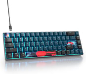 Clavier Gamer Mécanique,Compact 65% Clavier Filaire 68 Touches Rétroéclairé à 60% avec Commutateur Rouge Linéaire,TKL QWERTY Américain pour PC/Windows/Mac(Q1530)