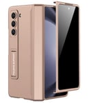 Miimall Compatible avec Coque Samsung Galaxy Z Fold 5, [Protection Écran de Vie Privée] [Béquille] Coque en PC Rigide avec Protection à Charnière pour Galaxy Z Fold 5 (Or Brumeux)