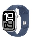 Apple Watch Series 10 (Gps + Cellular), 46Mm Silver Aluminium Case With Denim Sport Band - M/L