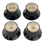 Musiclily Pro Black Inch Hat 2 Volume 2 Tone Knob Set For USA Les Paul SG Guitar