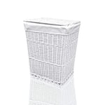 ARPAN Grand Panier à Linge en Osier avec Doublure Blanche 32 x 45 x 59 cm