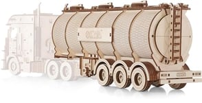 EWA Eco-Wood-Art Tank Trailer for Road King EWA Puzzle en bois écologique 3D pour adolescents et adultes-REMBOURSEUR Kit de bricolage à monter soi-même, pas de colle nécessaire-251 pièces, naturel