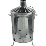 Heavy Duty Metal Galvanised Garden Incinerator And Lid Fire 90 Litre Uk Made