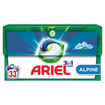 Ariel 3in1 PODS, Lessive Liquide En Capsules 33 Lavages, Alpine, Élimine Les Taches Incrustées, Même Après 7 Jours, Impeccable Même En Cycle Court Et À Froid, Fabriqué En France