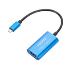 Enregistrement vidéo en streaming 4K HD 1080P,compatible HDMI,câble micro USB,carte d'acquisition,diffusion multimédia en direct - Type Bleu