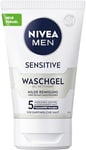 NIVEA MEN Gel nettoyant pour peaux sensibles des hommes sensibles, nettoyant apaisant pour le visage pour soulager les irritations de la peau (100 ml)