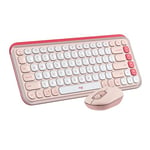 Logitech Pop Icon Combo, Ensemble Clavier et Souris Bluetooth, Frappe Confortable, Touches et Boutons programmables, clics discrets, Easy-Switch Jusqu’à 3 dispositifs - Rose