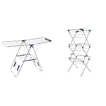 SONGMICS Folding Clothes Drying Rack, Winged Clothes Airer, 16 Metre Drying Space & Minky 3 Tier Plus Clothes Airer