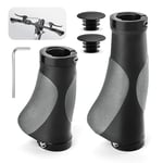 GlasFlength Poignées de Vélo VTT Ergonomiques, Poignee Velo Moto Montagne 22 mm Poignées pour Vélo Conception à Double Verrouillage en Aluminium Poignet Vtt aux Vélos Urbains Pliable électriques, Noir