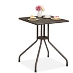 Table de jardin carrée, HxLxP : 75 x 61 x 61 cm, aspect bois, balcon, terrasse, plastique et acier, marron - Relaxdays