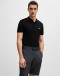 BOSS Green Paule 4 Mens Tipped Collar Polo Shirt NOS - Black - Size Medium