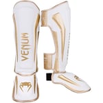 Venum Unisex Elite Shin Guards, White/Gold, Large