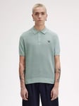 Fred Perry Waffle Stitch Cotton Polo Shirt, Silver Blue