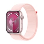 Apple Watch Series 9 GPS 45 mm rosa aluminiumboett med, ljusrosa sportloop