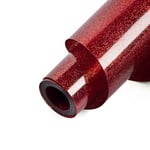 HTVRONT Red Glitter Heat Transfer Vinyl - 12" x 5FT Red Glitter HTV Vinyl for T-Shirts, Red Glitter Iron on Vinyl for All Cutter Machine（Red Glitter）