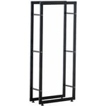 Décoshop26 - Range-bûches étagère support bois de cheminée 25x60x125 cm métal mat noir