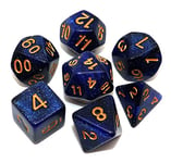 CREEBUY DND Dice Set Dark Blue Mix Black Nebula Dice for Dungeon and Dragons D&D RPG Role Playing Games 7Pcs Polyhedral Dice with Dice Bag