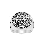 Treasure Bay Men's Women's Constellation Tarot Hexagram Talisman Solomon Seal Kabbalah Hermetic Zodiac Amulet Handmade 3D Ring Solid Sterling Silver 925 Ring Size: N, P, R, T, W, Y, Z (W)