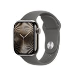 Apple Watch Series 10 GPS + Cellular 42mm Natural Titanium Case with Stone Grey Sport Band S/M