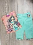 DISNEY PRINCESS 2 PIECE SET GIRLS TOP AND TROUSERS SET Peach 5-6 Yrs A472-7