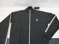 FRED PERRY TAPED Track Jacket Mens Black Sportwear Size L Blended Top BNWT R£85